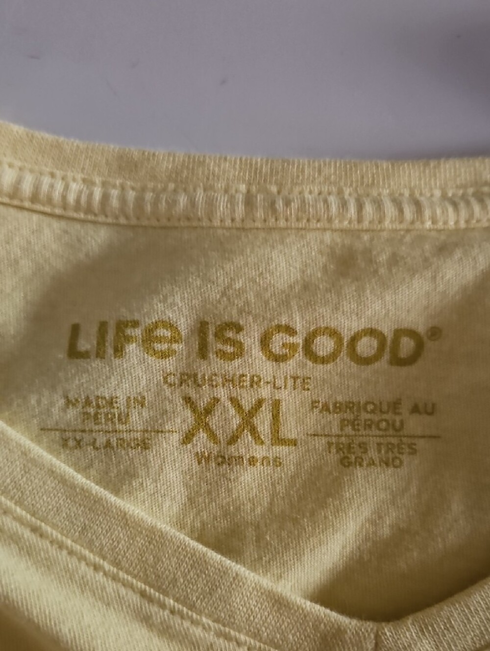 Life Is Good Yellow Womeny 'Shine On' Graphic Tee with Turquoise Print - Picture 2 of 2